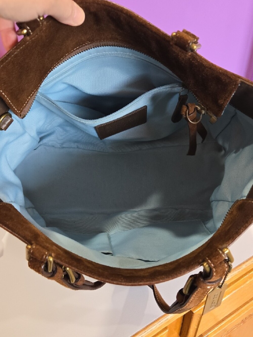 Coach Hampton Gallery Brown Suede Tote (Style 8B03) - Picture 7 of 16
